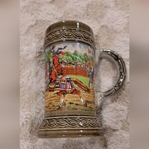 Gerz Jousting Horses Beer Stein, West Germany Relief Trim Lid Not Included